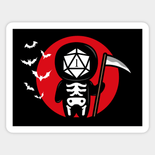 Critical Fail Grim Reaper Polyhedral D20 Dice Halloween Sticker